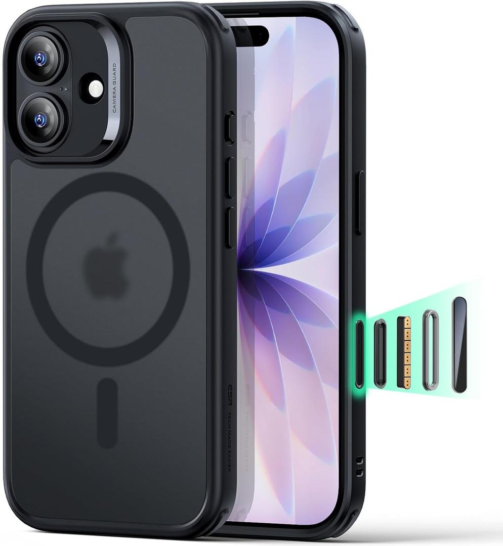 ESR for iPhone 17 Case, Camera Control Cover, Compatible with MagSafe, Shockproof Military-Grade Protection, Magnetic Phone Case for iPhone 17, Classic Hybrid Case, Frosted Black (iPhone 17 6.3 inch)