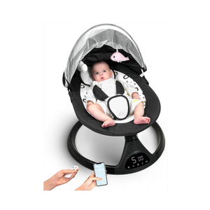 Electric Baby Swings for Infants to Toddler Baby Swing with 5-Speed 3-Seat Positions 5-Point Carabiner,with Bluetooth Music 10-Preset Melodies (Black White)