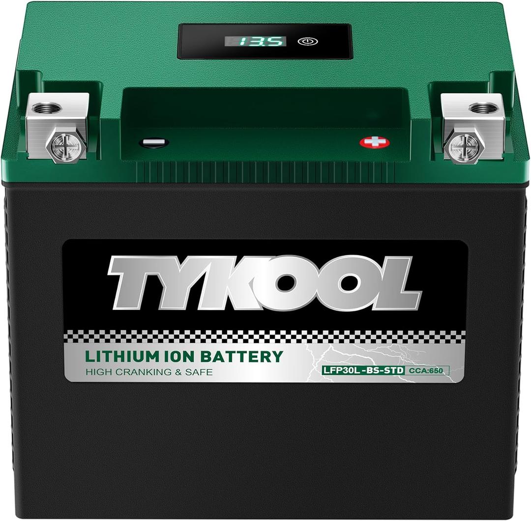 YIX30L-BS-STD (YTX30L-BS),650CCA, Lithium LiFePO4 Motorcycle Battery 12v,Digital Readout,Fits for BMW,Harley Davidson; ATV,UTV,Snowmobile,Compatible for Polaris,BRP (Can-Am),Arctic Cat