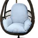 Outdoor Egg Chair Cushion with Straps, Thick PP Cotton & Shredded Sponge Fill, Water Repellent & Fade Resistant Replacement Cushion for Hanging Swing Chair, Removable Cover, Light Blue