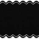 Whaline Black White Linen Placemats Embroidered Scalloped Kitchen Place Mats for Birthday Party Home Dining Table Decor, Set of 6, 13 x 19 in