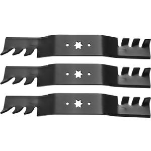 Parts Camp Lawn Mower Blade for 50 in. Cut Replaces MTD Cub Cadet RZT Troy Bilt 942-04053C 942-04053X Toothed Mulching Blade(Set of 3)