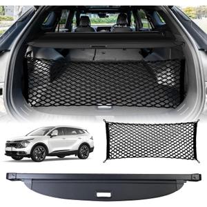 for 2021-2026 Kia Sportage Cargo Cover - Tesmirror Rear Cargo Cover Privacy Retractable Rear Storage Cargo Cover Security Shield Shade for 2025 2026 kia sportage Accessories (with Trunk Net)