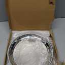 Lounsweer 8 Packs Round Silver Mirror Decorative Tray 10 Inch Diameter Stainless Steel Metal Serving Tray Dinner Plate Round Stainless Trays Mirrored Finish Circular Bar Platter for Vanity Kitchen