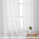 MISS SELECTEX White Silver Sheer Curtains for Bedroom - Sparkle Sheer Curtains 63 Inch Length Moroccan Damask Linen Look Rod Pocket Light Filtering Semi Sheer Window Curtains, 52 x 63 Inch, 2 Panels