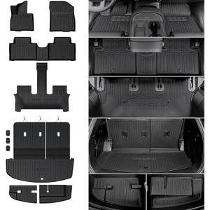 Floor Mats for 2026 Hyundai Palisade 7/8 Seat (Only Gas), All Weather TPE Black Cargo Mat with 3rd Seat Back Cover and Lower Trunk Mat for 2026 Hyundai Palisade Calligraphy Accessories