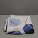 Blue Grey Modern Geometric Throw Blanket, Watercolor Deep Blue Navy and Gold Foil Outline Polygons Abstract Fleece Blanket, Mid Century Soft Plush Blanket, 50X60IN