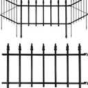 5-Pack Garden Border Fence, 23" W x 17" H Metal Landscape Edging (5 Panels,Total Length 9.5ft),Landscape Fencing,Metal Border Folding Fence for Flower Bed, Yard, Animal Barrier-Black