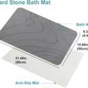 JUERLEN 2 Pack Diatomaceous Earth Shower Mat, Stone Bath Mat, Nonslip Super Absorbent Fast-Drying Hard Bath Mat for Bathroom Shower Floor, 32 x 20 inch, Grey Wave Design