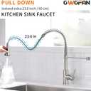 Kitchen Faucet Low Lead Commercial Solid Brass Single Handle Single Lever Pull Out Pull Down Sprayer Spring Kitchen Sink Faucet, Brushed Nickel Kitchen Faucets 866053SN