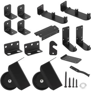 Sliding Gate Kit Accessory, Heavy Duty Sliding Gate Hardware Gate Frame Hardware Kit, Adjustable Gate Corner Brace Bracket Sliding Door Rail Kit for Wooden Fence Porch Secure Gate Mounting