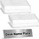 Acrylic 12 Pack Name Plates for Desks, 2x8 Clear Desk Name Plate Personalized, Desk Sign Holder for Table Display, Tent Name Plate Display for Office Conference, Business Event/School Classroom