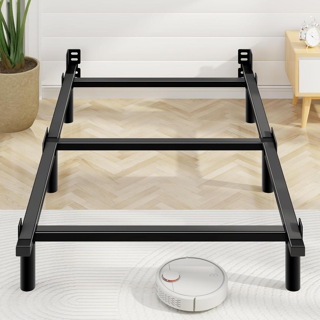 Twin Bed Frame, 7 Inch Basics Metal Bed Frame, Heavy Duty 9-Leg Base for Box Spring and Mattress, Noise-Free, Easy Assembly, Black