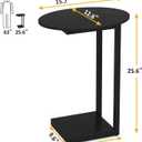 Hosfais Small Side Table End Table, C-Shaped Wood Coffee Table TV Tray for Eating Couch Tables for Small Space, Living Room, (Black)