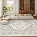 zesthome 8x10 Area Rugs for Living Room,Non-Slip Backing Washable Rugs,Vintage Large Area RugStain Resistant Home Decor Rug (Beige, 8'x10')
