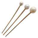 Metal Pearl Chopsticks Hair Sticks Set - 3 Pcs Chinese Hair Pins Clips for Women