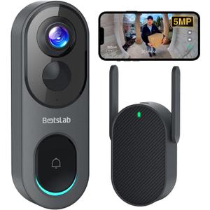 5MP Wireless Video Doorbell Camera, No Monthly Fee, 5GHz WiFi, 180 Head-to-Toe View, AI Motion Detection, VR Mode, Battery or Wired Powered, Easy Installation, Weatherproof (Dark Grey)