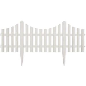 vidaXL White Gothic Style Garden Fence Panels - Polypropylene Picket Fencing Edging for Lawn & Flower Beds, 32.8 ft Coverage, Easy Ground Insertion, 17 Pieces Set