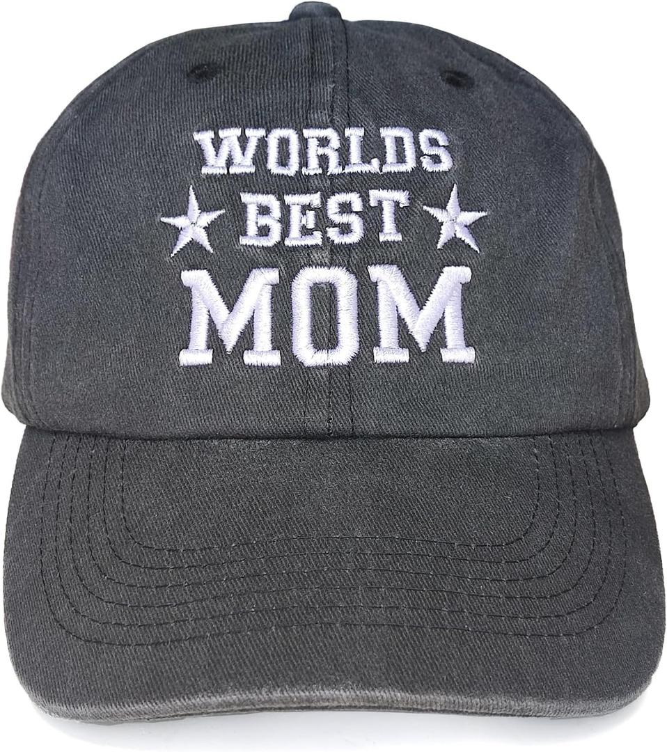 Worlds Best Mom hat for Women Baseball Cap Birthday for mom Mama Wife from Daughter Son Black