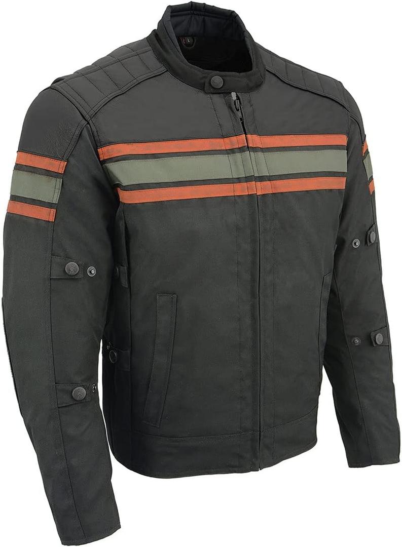 Milwaukee Leather MPM1751 Burnt Orange Leather and Textile Armored Motorcycle Jacket for Men - All Season (Black)