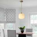 KCO Lighting Modern Gold White Glass Pendant Light Contemporary Brass Metal Kitchen Island Dining Pendant Light Industrial Large Globe Pendant Lamp 1-Light Round Ball Hanging Lighting Fixture