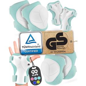 99FLIPS 6pcs Complete Set 3-12 Years- Knee Pads Elbow Pads and Wrist Guards for Kids and Toddler - Light Blue (MINT)