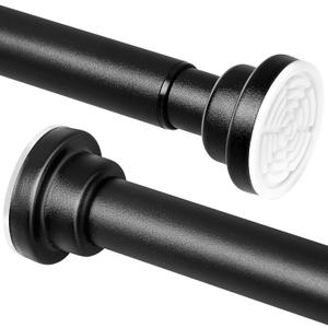 Shower Curtain Rod, 32-83 inch Adjustable Spring Tension Curtain Rod, Non Slip, Never Rust, No Drill 1" Diameter Stainless Steel Shower Rods for Bathroom, Window (Black)