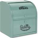Stainless Steel Bread Box, 2 Layer Roll Top Bread Boxes, Large Capacity Food Storage Container for Kitchen Counter, Metal Bread Bin, Bread Holder for Countertop 11.8" x 9.6" x 12.8" (Green)