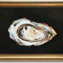 Vintage Gold Framed Wall Art Oyster Wall Decor Kitchen Minimalist Canvas, 24"L x 16"W