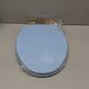 Blue Elongated Toilet Seat Natural Wood Toilet Seat with Zinc Alloy Hinges, Easy to Install also Easy to Clean, Scratch Resistant Toilet Seat by Angol Shiold (Elongated, Blue)
