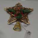 Brizled Christmas Tree Star, 10'' Rattan Christmas Tree Topper with 30 LED Lights, Battery Powered Xmas Treetop with Red Berries & Pine Cones, Xmas Tree Top Ornament for Christmas Tree Home Decor