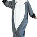 Adult Onesie Animal Halloween Cosplay Costume, Funny One-piece Pajamas Sleepwear for Women and Men (X-Large, Gray)