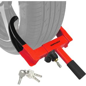 Wheel Lock Universal Trailer Wheel Lock Adjustable Security Tire Boot Lock Anti Theft for ATV RV SUV Car Golf Cart Boats Motorcycles Great Deterrent Bright Black-Red (3 Keys)