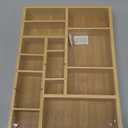 Juvale Bamboo Drawer Organizer Tray with 8 Adjustable Dividers - Kitchen & Utensil Drawer Organizer - Wooden Adjustable Drawer (14 x 10 x 2 In)