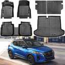 Yonugli Floor Mats Trunk Cargo Liner and Backrest Mat for Nissan Kicks 2018-2024 All Weather TPE Rubber Protection Mats Accessories (Full Set)