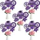 30PCS Graduation Party Decorations Congrats Grad Table CenterpieceTable DecorationsCongratulate Graduation Centerpiece Sticks Table Toppers for Graduation Party Supplies(Purple