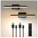 2 Pack Picture Lights for Wall, Rechargeable LED Picture Light Battery Operated with Remote, Dimmable Poster Light for Paintings, Portraits, Art Frames, Display Lighting for Wall Decor, Black