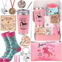 Horse Gifts for Girls Teens 6- 8-10-12-14 Horse Lovers Tumbler Cup Bracelet Necklace Socks 10PCS Horses Stuff Cool Boxes Set for Daughter Granddaughter Kids Christmas Birthday Back to School Presents