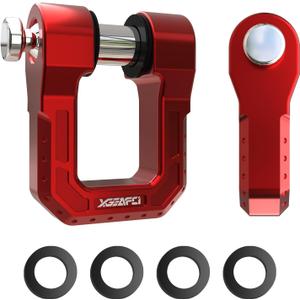 3/4" D Ring Shackle, 68,000 lbs Break Strength Aluminum Forging Shackle with 7/8 Pin for Towing & Off-Road Use - Pairs with Tow Strap for Vehicle Recovery (2 Pack) (Red)
