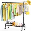TigerParty Clothes Rack, Clothing Racks for Hanging Clothes, Rolling Garment Rack, Adjustable Free Standing Clothes Organizer with Wheels, Space-saving Design for Bedroom Laundry Living Room
