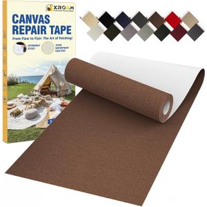 Canvas Repair Tape, 3.2 x 63 Inch Waterproof Heavy Duty Fabric Tape for Furniture, Self Adhesive Canvas Repair Patches for Boat Covers, Sofas, Tents, Louge Chairs, Canopy, Awning Dark Brown