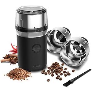 COSORI Electric Coffee Grinders for Spices, Seeds, Herbs, and Coffee Beans, Spice Blender and Espresso Grinder, Wet and Dry Grinder, Included 2 Removable Stainless Steel Bowls, Black