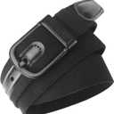 Stretch Golf Belt for Men  TSA Approved, Hypoallergenic, Non-Metal, Black Nylon with Leather Tab 1.38" (M-Size 32Length 42"/107cm)