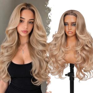 Glueless Wig Ombre Autumn Brown Synthetic Wigs 28 Inch Layered Wig
13x4x1 HD Lace, Long Wigs for Women, Pre Plucked and Pre Cut Glueless Wigs, Glueless Synthetic Wig, Synthetic Lace Front Wig