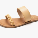 LM Women's Braided Slide Sandals Open Toe Two Band Slip On Flat Sandals Casual Summer Sandals 7