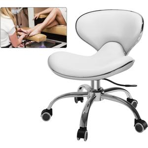 Minewill Pedicure Stools for Nail Tech,Short Height Adjustable Stool Swivel Chair for Salon,Spa,Massage,Tattoo,Esthetician,Shop,Kitchen(White)