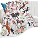 Horse Blanket Horses Throw Blanket Gifts for Girls Women Kids Adults Super Soft Cozy Plush Fluffy Fuzzy Fleece Blanket Decor 40''X50''