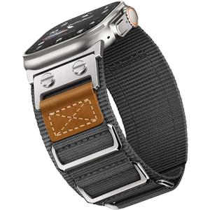Suitisbest Rugged Bands Compatible for Apple Watch Ultra Band 49mm 46mm 45mm 44mm 42mm(Series 3), 3 Ring Military Nylon Sport Durable Matel Strap for Women Men iWatch Ultra 10 9 8 7 6 5 4 3 SE (Mountain/Grey)