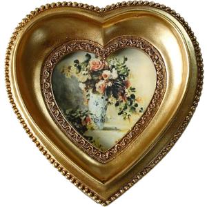 Vintage 2.5X2.5 Mini Picture Frame - Antique Gold Embossed Design, Elegant Tabletop and Wall Mount Display for Cherished Photo Home Decor (Gold Heart)