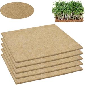 Halatool 5Pads Jute Grow Mat,Natural Hemp Mats for Growing Microgreens,10" X 10" Hydroponic Grow Pads for 1010 Micro Greens Growing Trays,Indoor Sprouting kit for Wheatgrass Sprouts